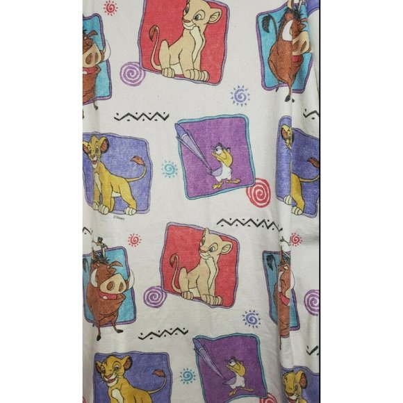 Disney Bedding Vintage 9s Disney The Lion King Throw Blanket Satin Edge Simba Pumba Timon
